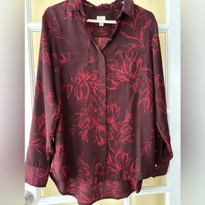 Women's Burgundy Floral Top